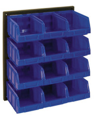 SCAFFALE A PANNELLO IN PLASTICA CON 12 CONTENITORI