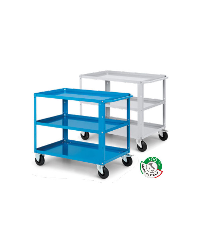 CARRELLO A 3 PIANI BLU CON RUOTE D.125