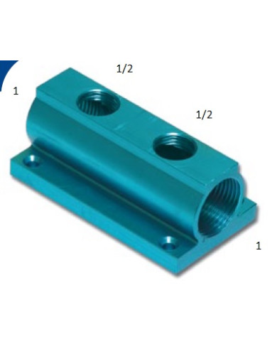 DISTRIBUTORE ANODIZZATO USCITE FRONTALI 2 F.F. 1/2