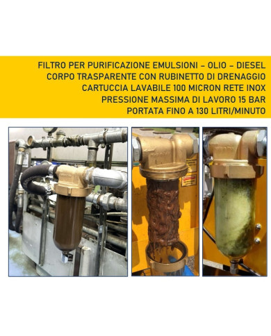 PREFILTRO TRASPARENTE 100 MIC RETE INOX LAVABILE