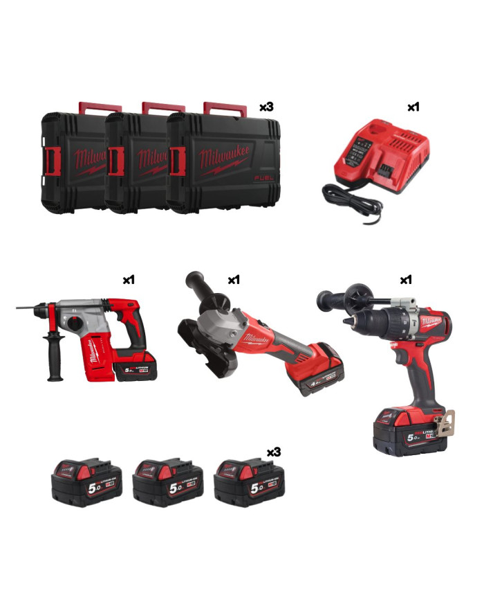 SET MILWAUKEE  POWERPACK IN2 M18FPP3AG-503X PARTI