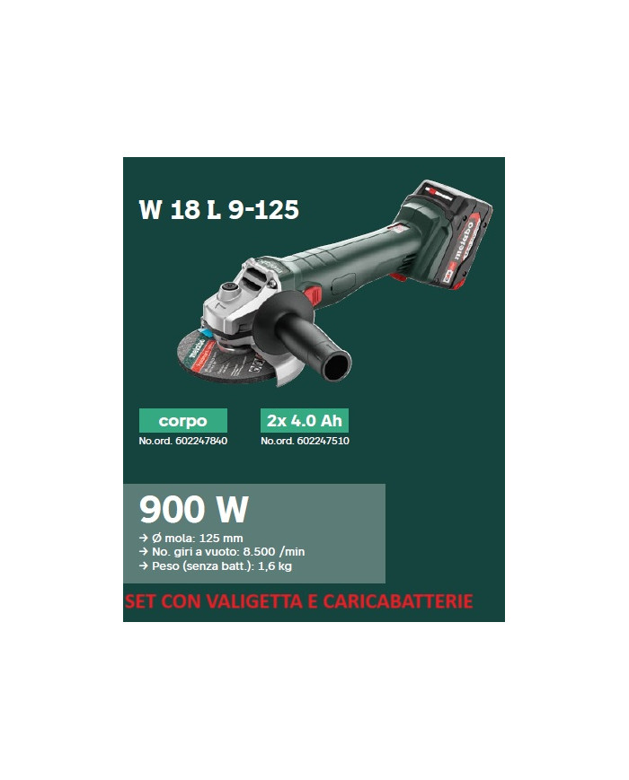 SMERIGLIATRICE ANGOLARE W 18 L 9-125