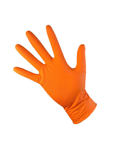 GUANTI NITRILE DIAMOND GRIP TG.L PZ.50 ARANCIO