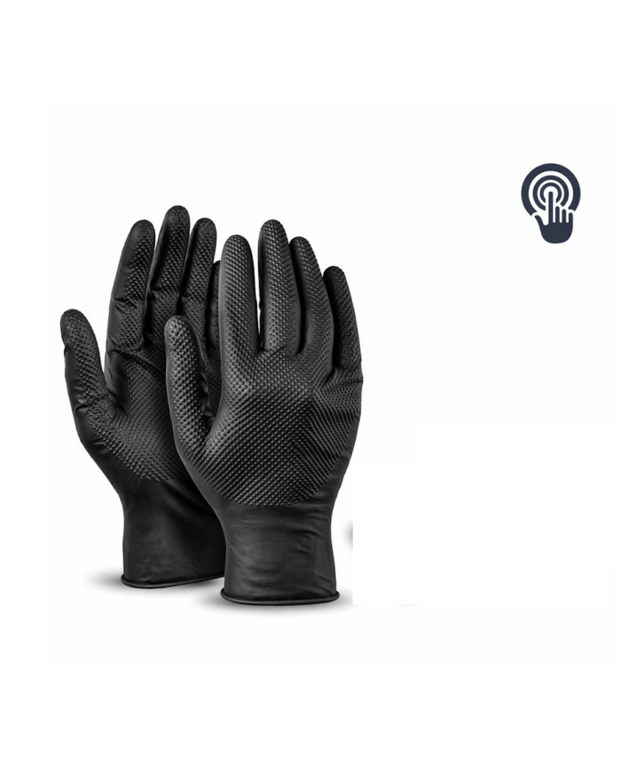 GUANTI NITRILE DIAMOND GRIP TG.L PZ.50 NERO