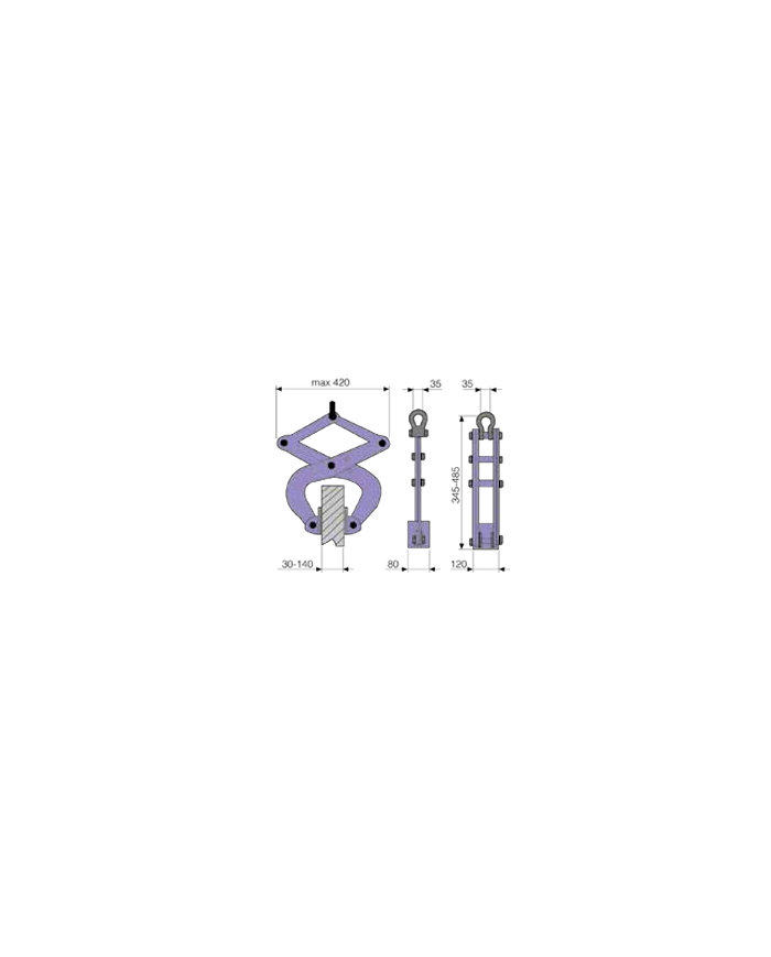 PINZA DI SOLLEVAMENTO LAMIERE PORTATA KG.4500