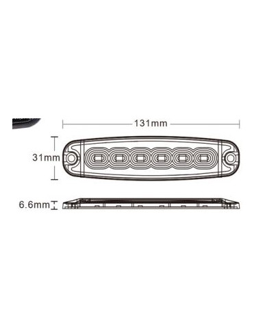 LUCE SUPPLEMENTARE STROBO 6 LED SLIM ARANCIO