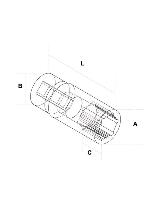 1/2 BUSSOLA ESAGONALE IMPACT LUNGA 24 MM