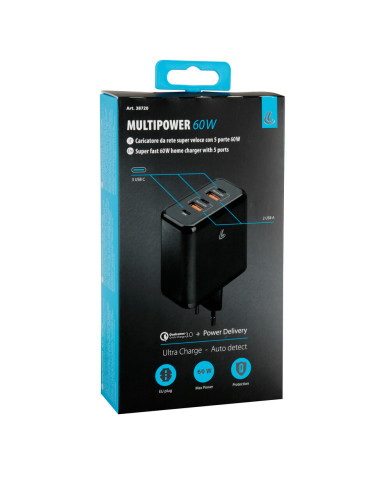 ALIMENTATORE CON 5 PORTE USB (2 USB A + 3 USB C)