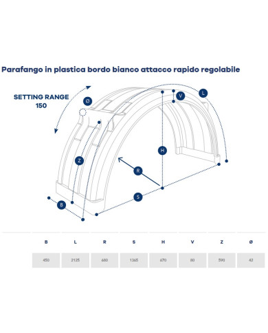 PARAFANGO PLASTICA BORDO BIANCO 450X2125X1360