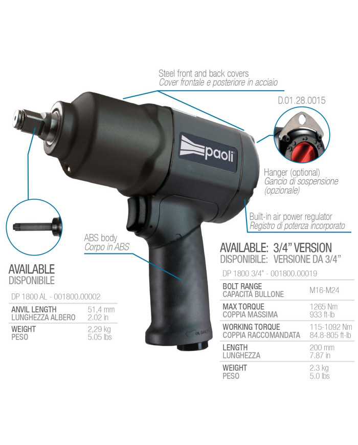 KIT AVVITATORE AD IMPULSI 1/2 DINO PAOLI DP 1800