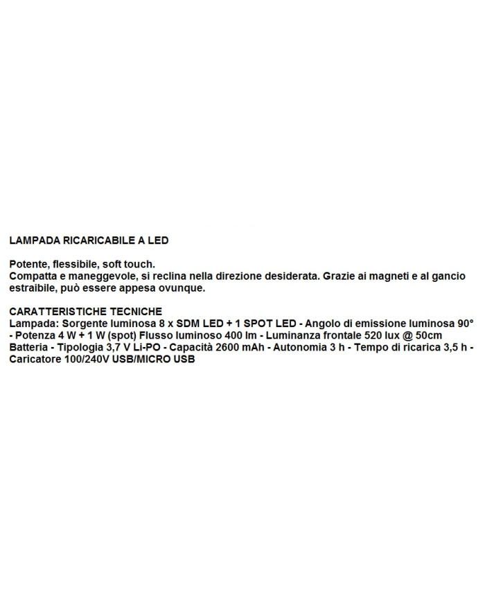 LAMPADA RICARICABILE 8+1 LED